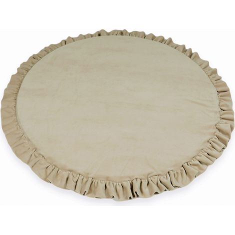 Tappeto da gioco per bambini rotondo 100cm con volant, Velvet Soft Beige