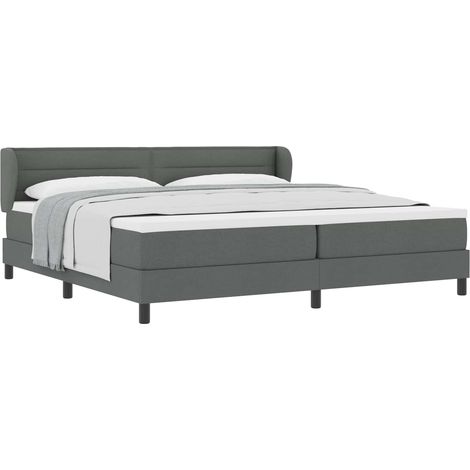 Maison Exclusive - Lit à ressorts avec matelas Gris foncé 200 x 200 cm tissu (1/5)