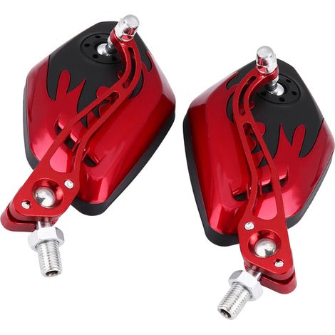 Rétroviseur universel pour moto M8M10, motif flamme (paire) (rouge) (1/5)