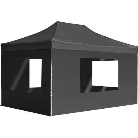 Profi-Partyzelt Faltbar mit Wänden Aluminium 4,5×3m Anthrazit