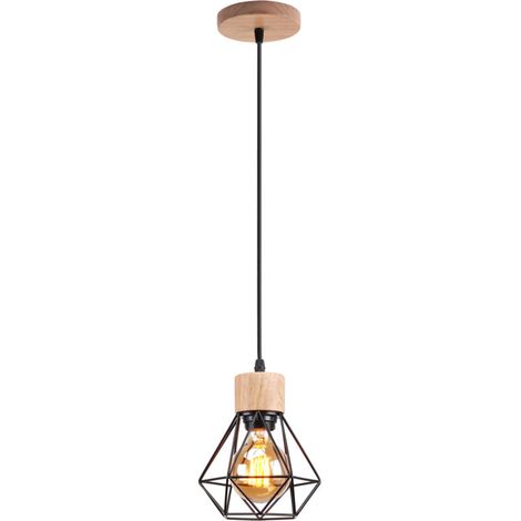 Lustre industriel, plafonnier cage en métal, suspension vintage, lampe suspendue avec ampoule chaude, longueur de corde de suspension réglable (1/5)