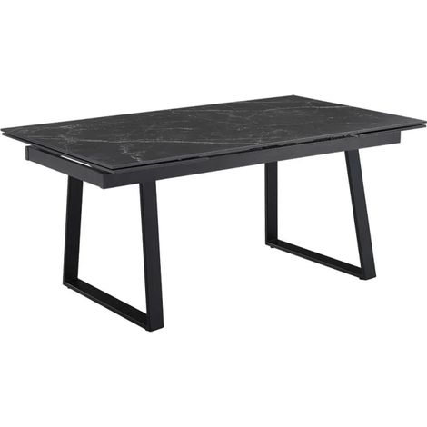 Table extensible 180/260 cm céramique noir marbré pieds luge - INDIANA 02 (1/5)