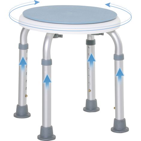 HOMCOM 360 Degree Swivel Shower Stool w/ Non-Slip Feet, Light Blue (1/5)
