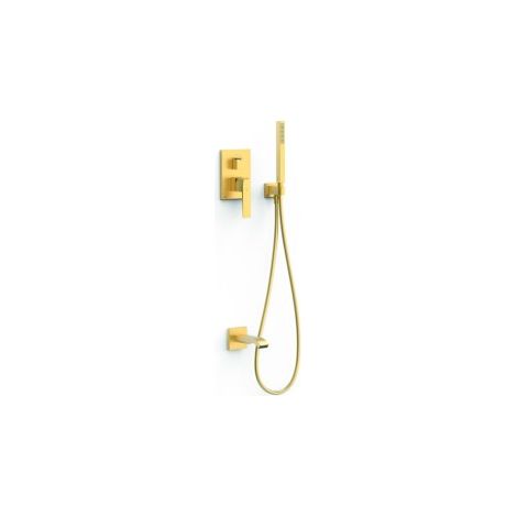 Kit mitigeur encastré 2 voies Rapid‑box pour baignoire et douche Slim Or Mat 24K - TRES 20238007OM