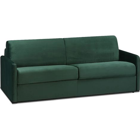 Divano letto 4 posti express in velluto verde abete con seduta memory foam - Rete a doghe larghe 160 cm - Materasso 14 cm - CALIFE (1/5)