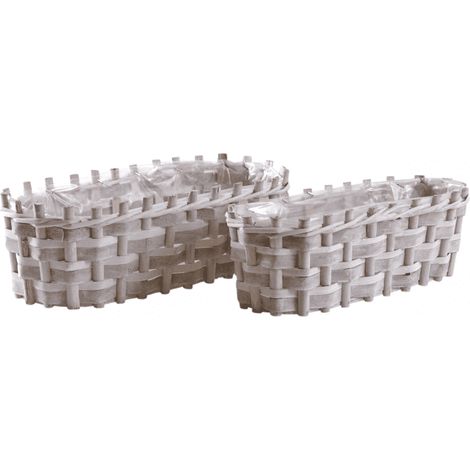 Jardinière en bois tressé 43 cm. Beige. Marque : Aubry Gaspard. Réf. : FV-JJA214SP (1/2)