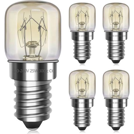 Ampoule Four E14 25W - Lot de 5 - Verre Résistant 300°C - Dimmable 2700K - Micro-onde Frigo (1/5)