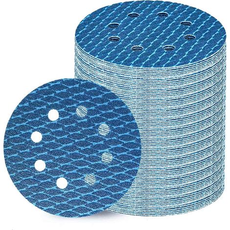 Disco abrasivo da 125 mm, 80 pezzi, disco abrasivo da 125 mm con 8 grane (P180), ideale per levigatrici orbitali casuali da 125 mm (1/5)