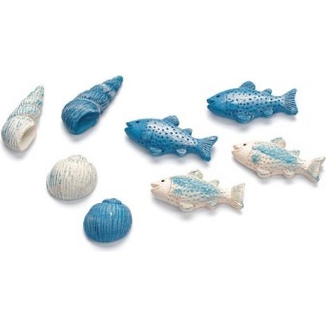 KNORR PRANDELL - 8 PEZZI - DECORAZIONI IN RESINA ANIMALI MARINI - COLORE BLU 2-3CM