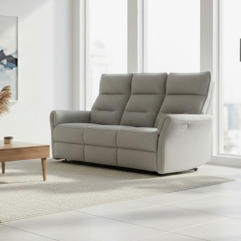 Divano recliner Softwave 3 posti elettrico in tessuto grigio 186 cm (1/5)