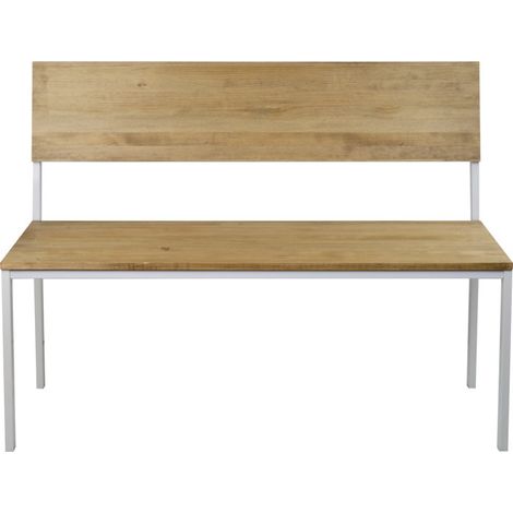Banco iCub con respaldo 50x100x86cm Blanco en madera maciza de pino acabado vintage estilo industrial Box Furniture (1/3)
