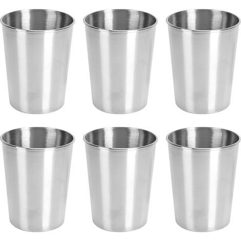 Tasses en Acier Inoxydable, 6pcs 250ml, Empilables et Réutilisables pour Boire, Gobelet pour Voyage Camping Boisson Bière Whisky (1/5)