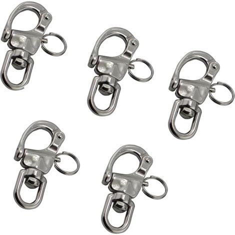 Manille à Pression pivotante à dégagement Rapide, 5 pièces, en Acier Inoxydable 316, 70mm, 87mm, 128mm, Voile Robuste, à dégagement Rapide(87mm-5pcs) (1/5)