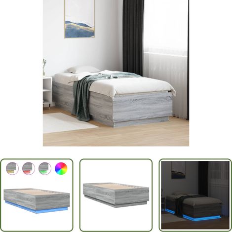vidaXL Lits LED RVB - Cadre de lit avec LED sans matelas sonoma gris 75x190 cm (1/5)