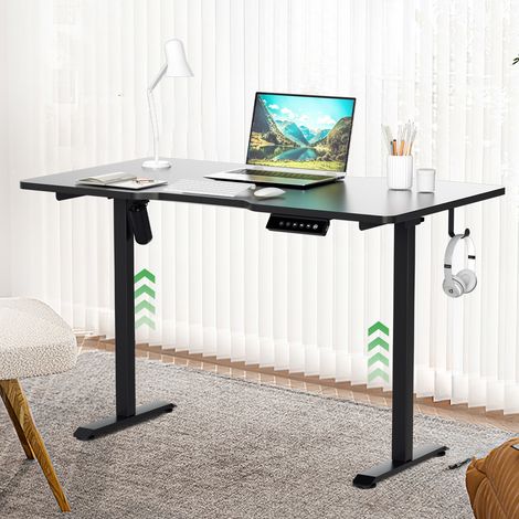 SWANEW Scrivania regolabile in altezza elettrica 120x60cm seduta e in piedi con 4 tastiere a memoria e sistema anticollisione, regolabile in altezza 70-15cm (nero) (1/5)
