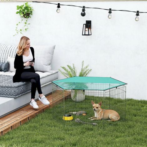 Faltbarer Drahtlaufstall für Hunde und Welpen, Ø 120 x 60 cm, mit wasserdichter Polyesterabdeckung (1/5)