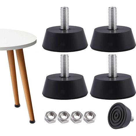 4 Pcs Pieds en Caoutchouc à Visser,M6 x 32.3mm Réglable Mise à Niveau Pied Pied Reglable Amortisseurs en Caoutchouc,Chaise de Table Pieds de Meubles à Visser,pour Les Meubles,Tables et Chaises (1/5)