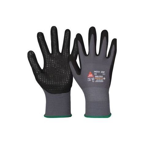 Handschuhe Padua Grip Gr.9 grau/schwarz EN 388 PSA II Nylongestrick Nitril HASE