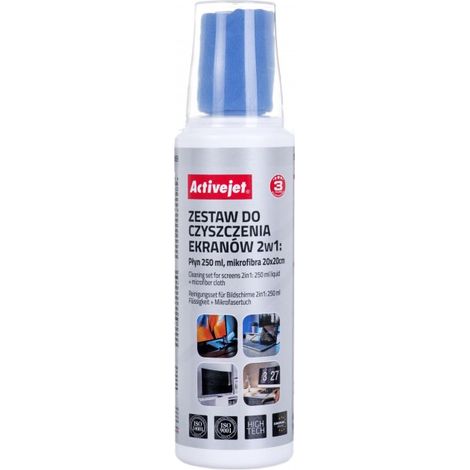 ActiveJet Juego DE Limpieza DE Pantalla 2 EN 1 250 ML / 20 x 20 cm (1/5)