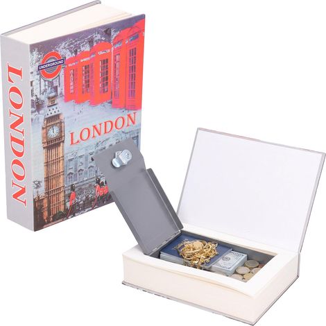 Coffre-fort de Livre de Pages Réelles avec 2 Clés, 22 x 15 x 4,5 cm Livre Coffre-Fort en MéTal avec Serrure à Clé pour L'Argent et Les Bijoux (1/5)
