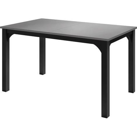 Mesa Oswego 136, Grafito + Negro, 76x80x140cm, Alargamiento, Aglomerado laminado, Metal