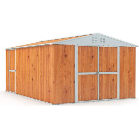 Casetta Box da Giardino in Lamiera di Acciaio Porta Utensili 327x459x217 cm Enaudi Legno (1/4)