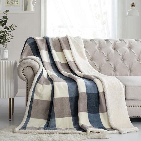 Coperta in pile Sherpa 100X150CM - Morbida, accogliente, spessa e calda per divano, sofà o letto