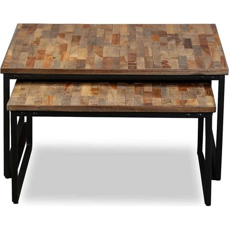 Maison Exclusive - Ensemble de table basse gigogne 2 pcs Teck massif récupération (1/5)