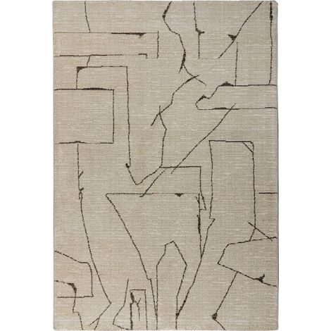Tapis crème moderne à motifs graphique doux et épais - 150 x 80 cm (1/5)