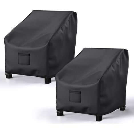 2 housses chaises patio imperméables 600D oxford, pour fauteuil jardin 38"x31"x29" (noir) (1/5)
