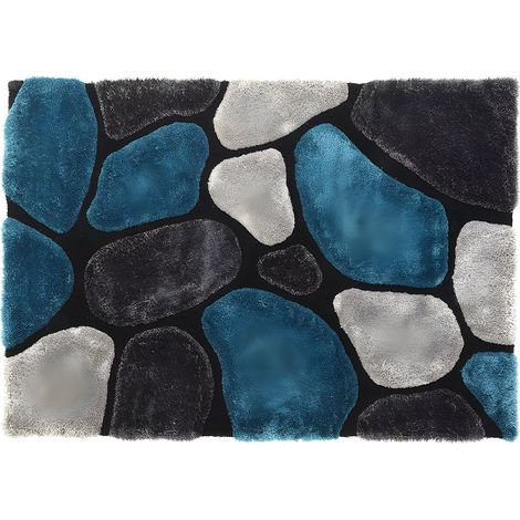 Tappeto shaggy PIETRA turchese e grigio - 120x170 cm