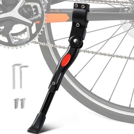 Béquilles de vélo Réglable en Alliage d'aluminium,Hauteur avec Pied en Caoutchouc Antidérapant,Béquille Velo Laterale,Support pour vélos 24-27 pouces, BMX, VTT, 700c-Noir (1/5)
