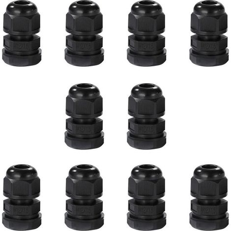 Lot de 10 Presse-étoupes M12 étanche IP68 Connecteurs de Câble Étanches en Nylon avec écrou de Blocage et Rondelle pour Câble de 3mm à 6,5mm. (M12) (1/4)