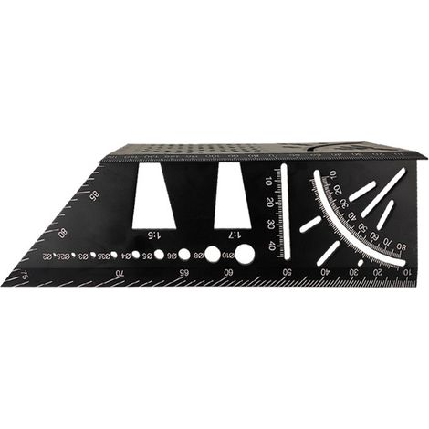 Squadra da carpentiere, righello a 45 gradi, righello da tracciatore per la lavorazione del legno, righello a T, 1 pezzo, nero (1/5)