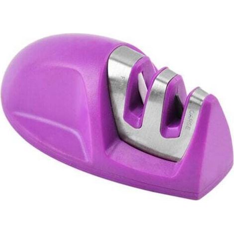 Aiguiseur de Cuisine(Violet) Professionnel 2 en 1 Manuel Aiguiseur pour Couteaux en Acier Inoxydable et céramique de Toutes Tailles,Base Anti-dérapante Noir (1/4)