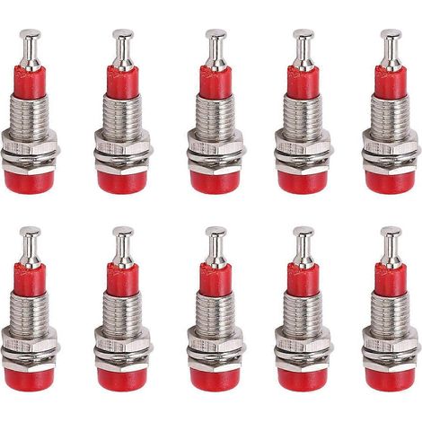 J.40006 10 Stück/Set 2 mm vernickelte Bananenbuchse (weiblich) für Einbaumontage, rot