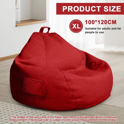 XL Gaming-Sitzsack für Erwachsene – Nur Bezug (ohne Füllung) – 100 x 120 cm – Mit Reißverschluss – Für drinnen und draußen geeignet – Rot (1/5)