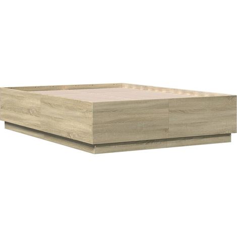 Estructura cama con luces LED madera roble Sonoma 135x190 cm vidaXL (1/7)
