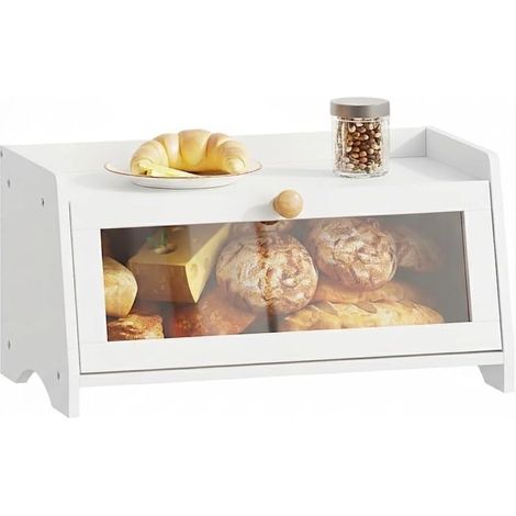 Boîte à pain pour comptoir de cuisine, boîte à pain en bambou pour pain fait maison, boîte de rangement en bois de ferme, petite boîte à pain organisateur pour comptoir, armoire, garde-manger (1/5)