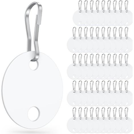 50 portachiavi, etichette in plastica da 2,5 cm con moschettone in metallo, etichette bianche scrivibili su entrambi i lati, etichette identificative resistenti per chiavi e oggetti per la casa e l'uf (1/5)