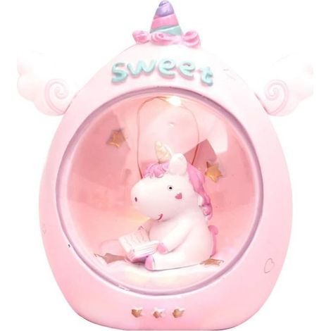 Lampe de bureau licorne mignonne pour chambre de fille, veilleuse (Livre Licorne rose Redding) (1/5)