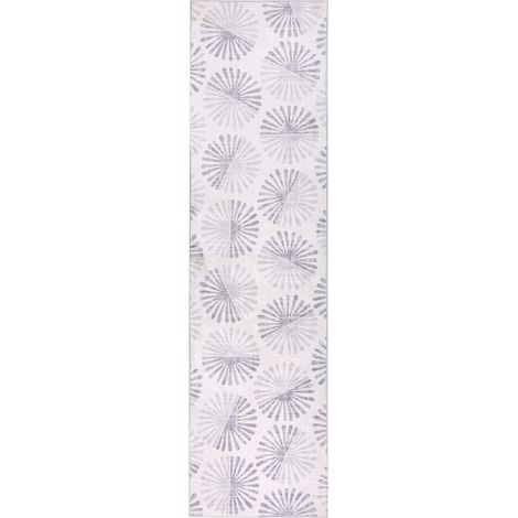 Alfombra de pasillo 80 x 300 cm de tela entrada apto para calefacción por suelo radiante base antideslizante blanco crema Catak