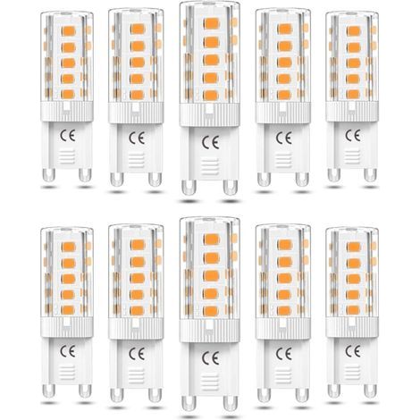 10 ampoules LED G9, dimmables, 3 W, lumière blanc chaud, 3 000 K. Équivalent à une ampoule halogène de 50 W. 110/220 V CA. [Classe énergétique F][GKS] (1/4)