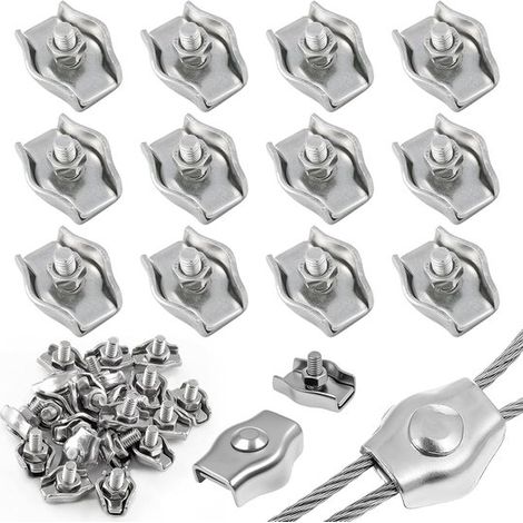 12 abrazaderas M3, acero inoxidable 304, Abrazaderas M3, Abrazaderas 3 mm, M3, asegurar acero tensores tendederos, Resistente intemperie (1/5)