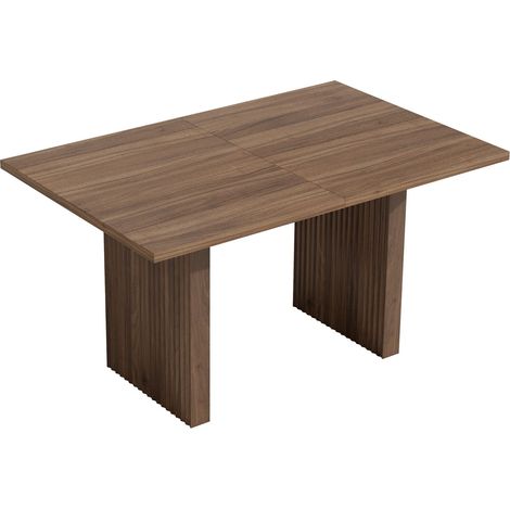 Table à manger extensible 140/200 x 90 cm, pour 6 à 8 personnes, plateau rectangulaire épaissi, style simple, couleur noyer (1/5)