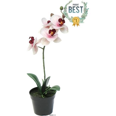 Orchidée Phalaenopsis factice en pot top qualité H35cm Rose-crème-BEST - dimhaut: H 35 cm - couleur: Rose-crème