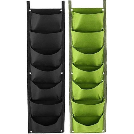 7 Pockets Vertical Grow sac Felt support mural fleur légume plantation récipient extérieur intérieur jardinière de (1/5)