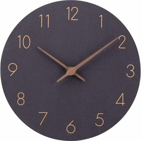 Horloge Murale - Bois MDF - 30 Cm - Mouvement Quartz Silencieux Sans Tic-Tac - Piles AA - Pour Chambre Cuisine Bureau École - Noir