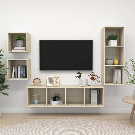vidaXL 4 Piece TV Cabinet Set Sonoma Oak Engineered Wood (1/5)