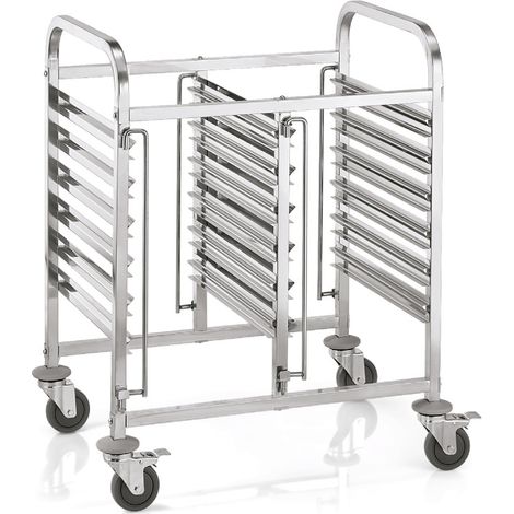 Chariot à glissières double 55 x 74 x 100 cm GN 1/1 12 bacs ou 24 plateaux inox CANTINA - Was Germany (1/2)